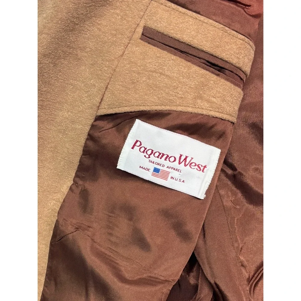 vtg Pagano West 50L Brown Western Moleskin Blazer Jacket Sport Coat Faux Suede